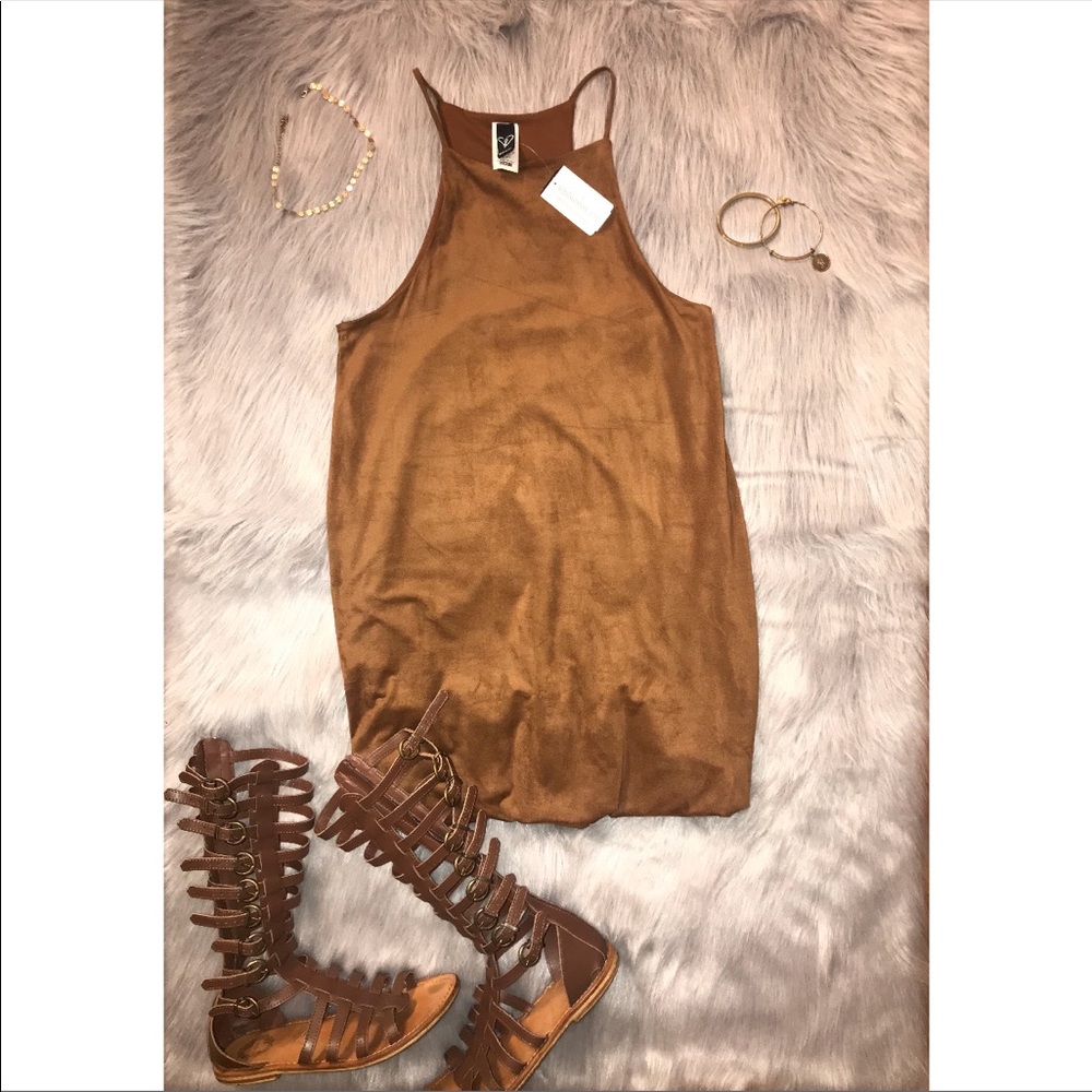 Tan boho flowy summer dress
